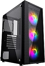 iONZ Gaming PC Computer Mini Tower Case M/ATX Tempered Glass - Performance Series. (KZ27 Inc 3 FRGB Fans)