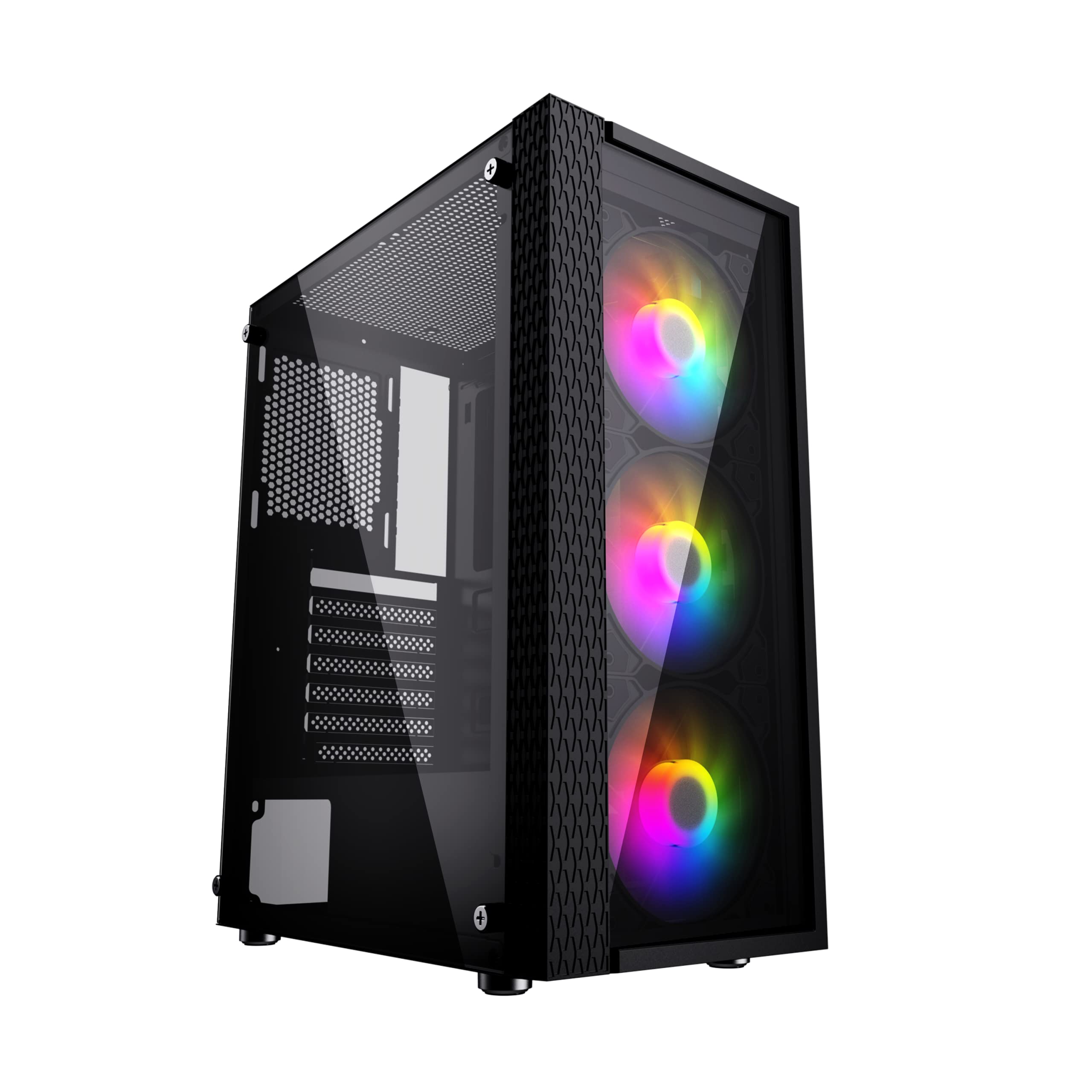 ionzGaming PC Computer Mini Tower Case M/ATX Tempered Glass - Performance Series. (KZ27 Inc 4 RGB Fans)