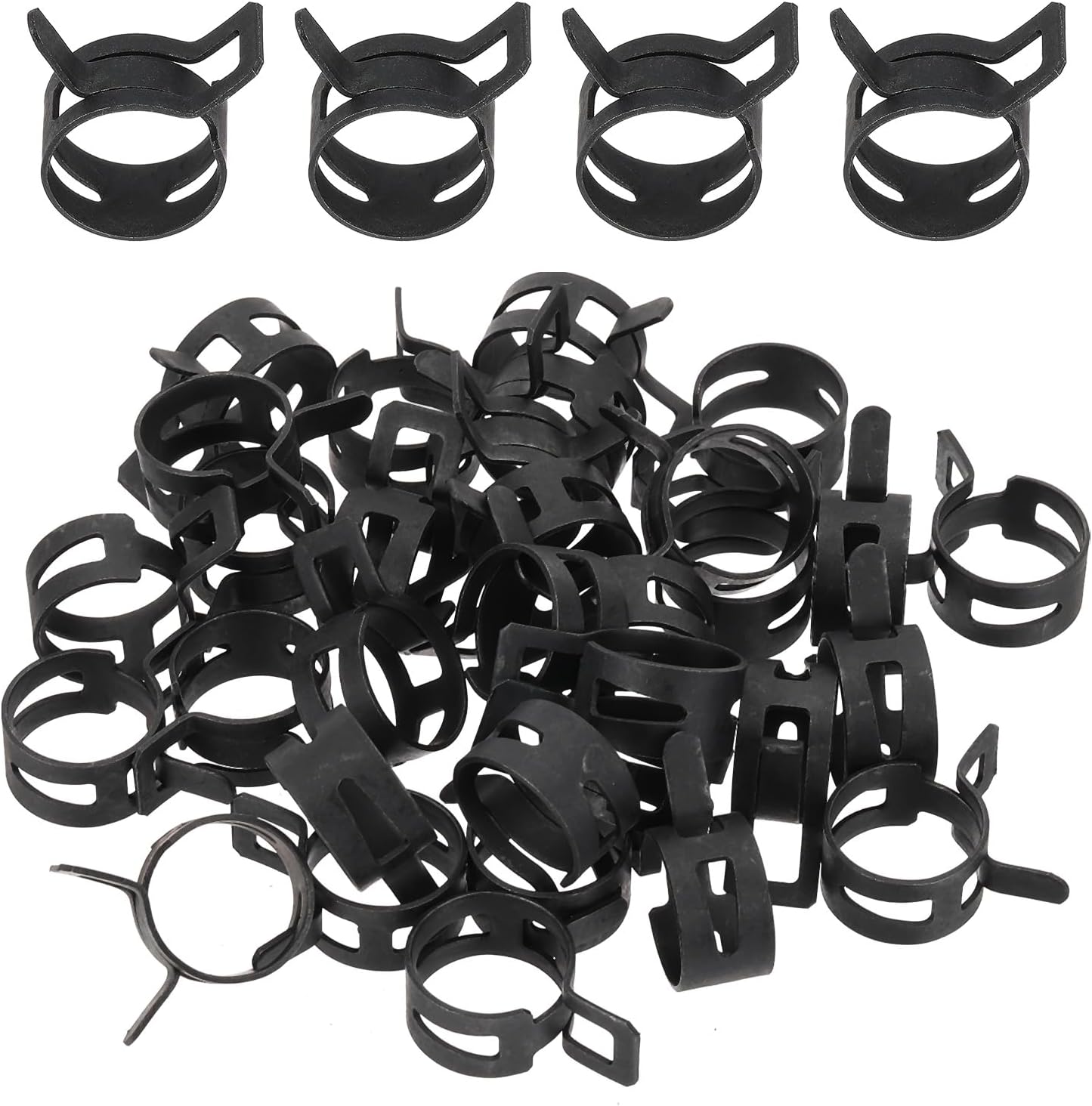 PATIKIL Spring Band Hose Clamps, 32 Pcs for 17.3-19.1mm OD 0.6"(16mm) ID Manganese Steel Spring Clip Pipe for Fuel Line Silicone Vacuum Air Hose Tube Water Pipe, Black