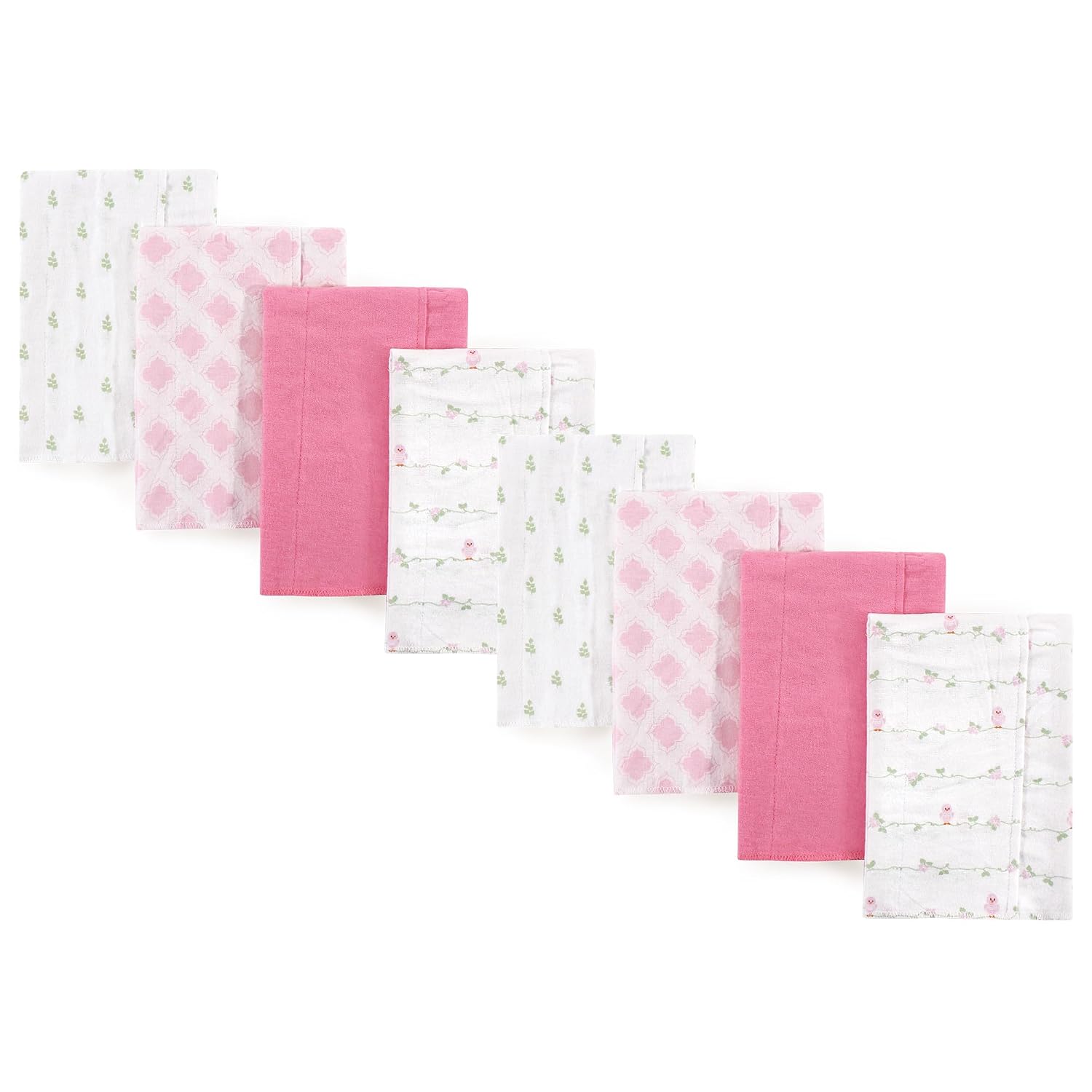 Luvable Friends Cotton Poly Flannel Burp Cloths Multipack, Boy Feathers 8-Pack, One Size