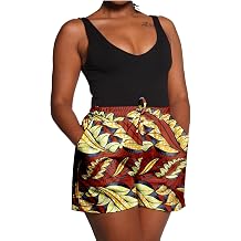 Women's African Kente Print Drawstring Shorts Dashiki High Waisted Casual Summer Bottoms with Pockets