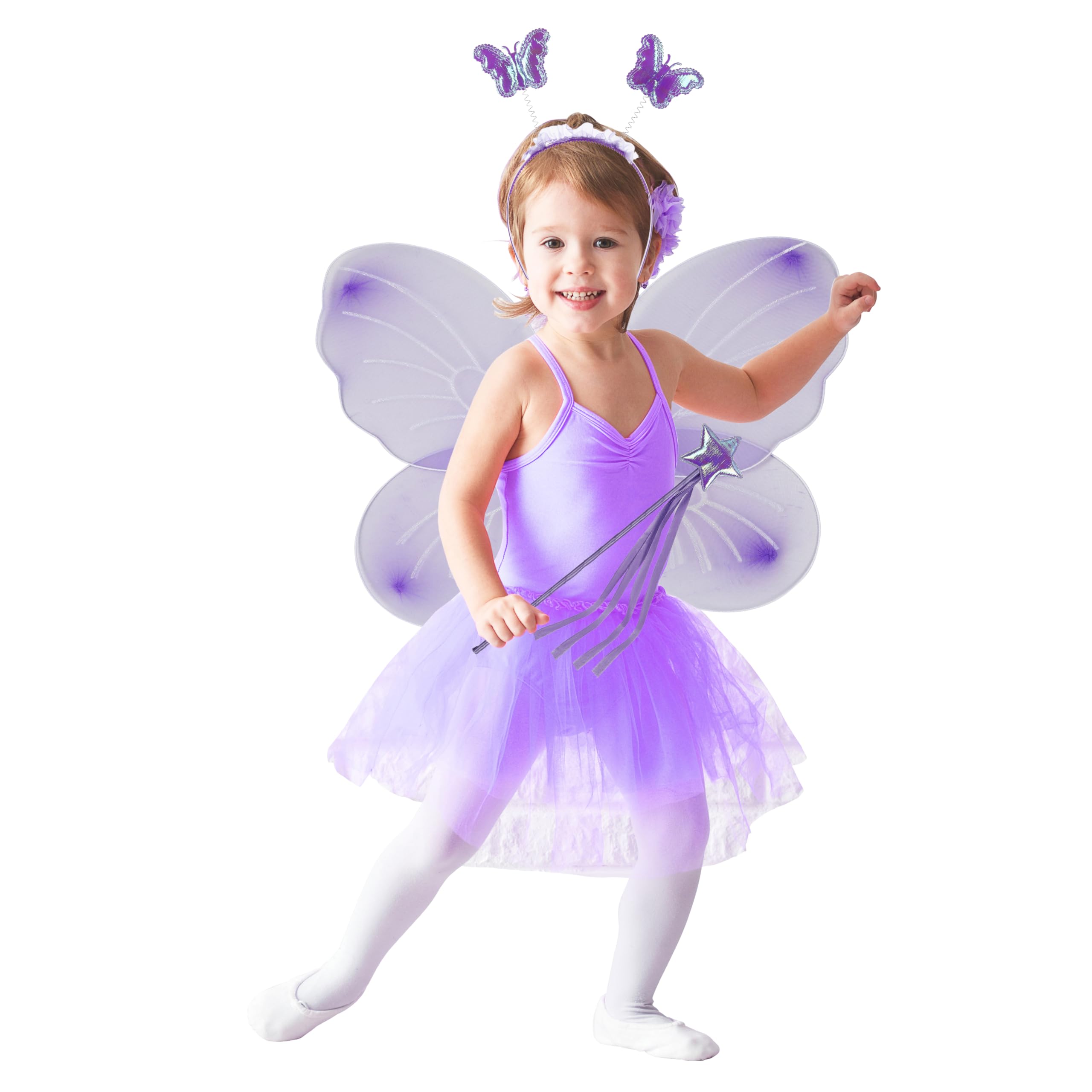 KarneLux Kids Fairy costume set 4 pcs. for girls, Butterfly, princess costume with tutu, wings