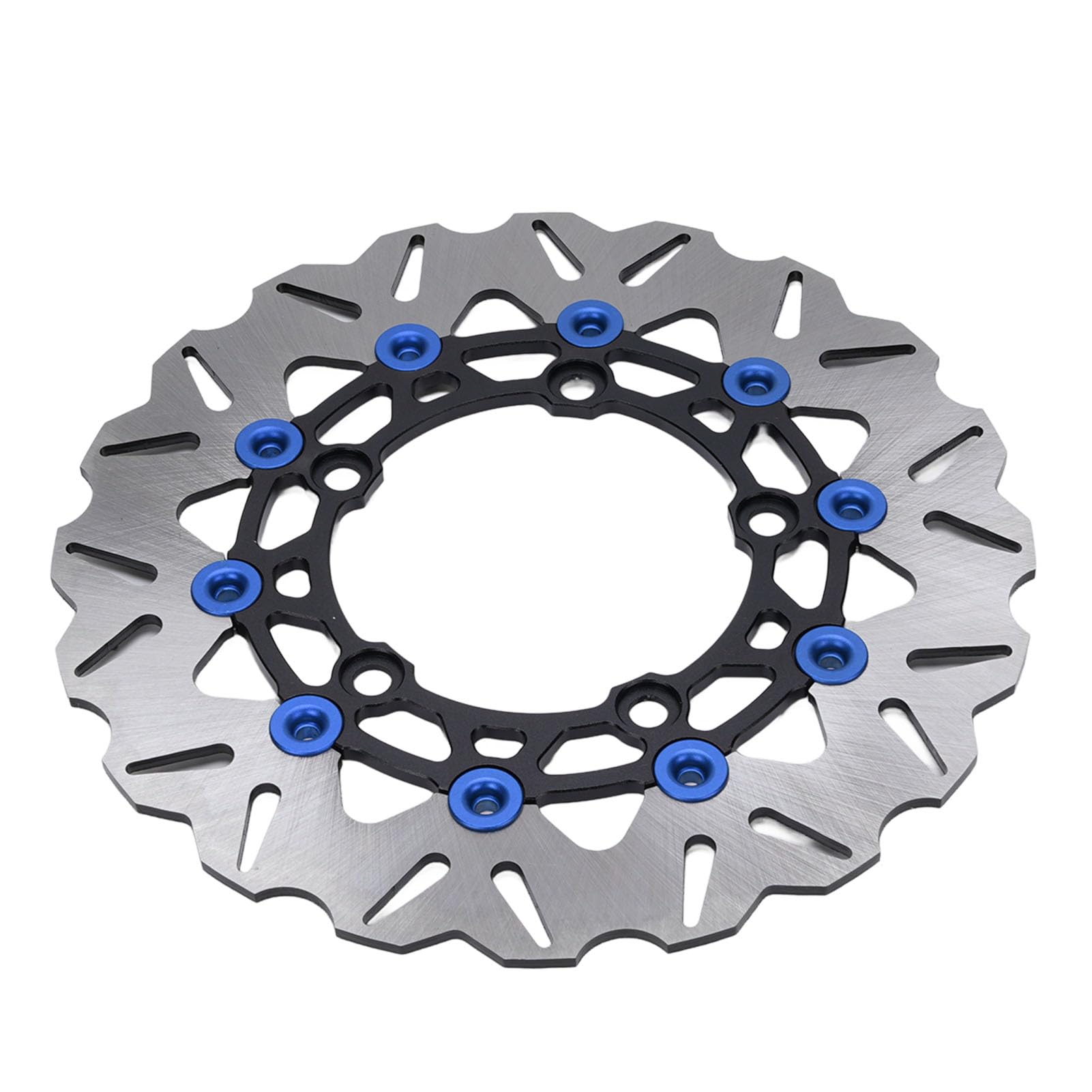 Rotore Disco Freno Ruota Anteriore Moto, Rotore Freno Anteriore Flottante in Acciaio Inossidabile da 267 Mm con in Alluminio CNC, Dissipazione del Calore Ondulato, Design Scanalato per Dal