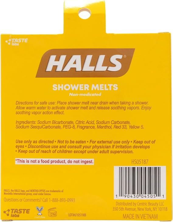 Halls Soothing Shower Melts 5 Pack - Honey Lemon Scented Aromatherapy Shower Steamers with Essential Oils