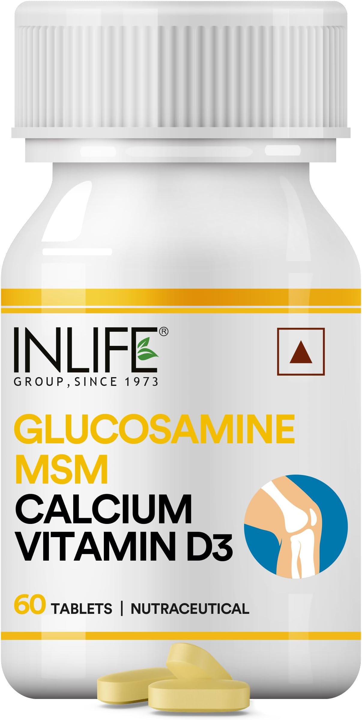 Glucosamine Tablets | With MSM Calcium & Vitamin D3 | Supplement - 60 Tablets (Pack of 1, 60)