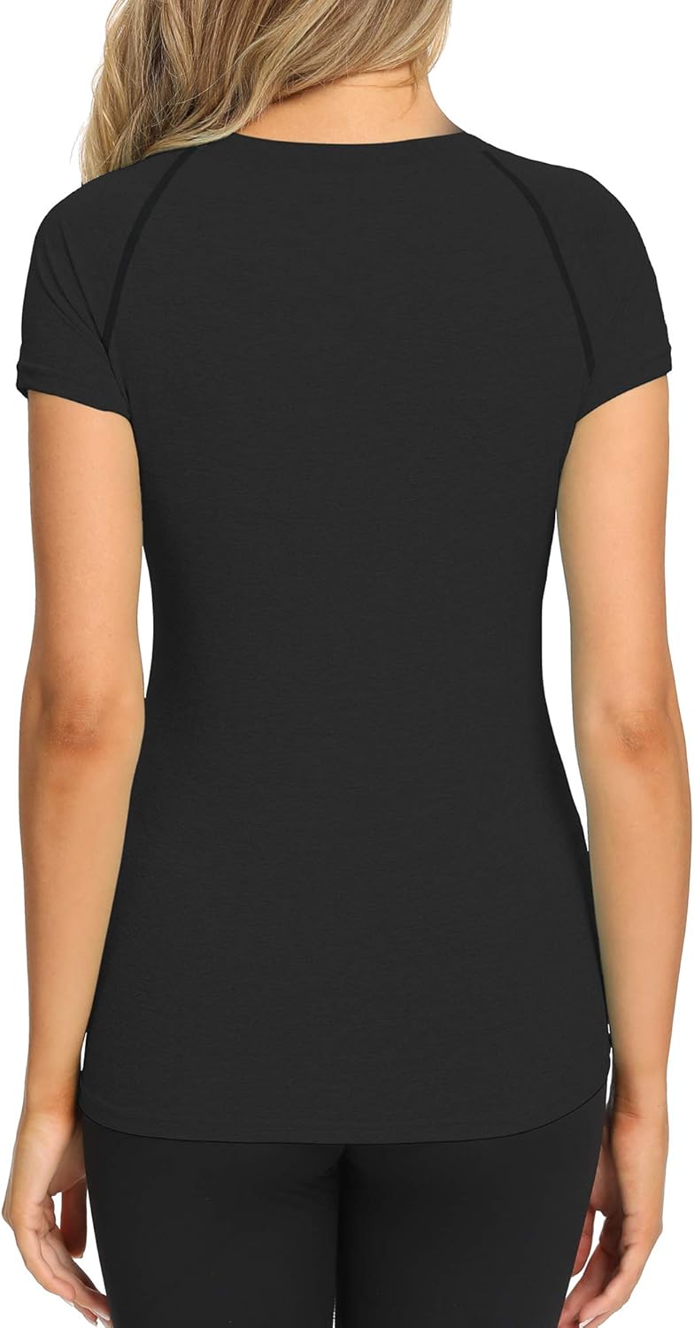 GLAMIX Women's Maternity Active Tops Short Sleeve Yoga Shirts Workout Athletic Pregnancy Clothes - Image 3