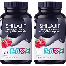 LIVS Himalayan Shilajit Gummies - 1,000mg per Serving - Pure Shilajit Extract with Fulvic Acid & 85+ Trace Minerals - Daily Wellness & Immune Support - Vegan, Raspberry Flavor - 100 Count Pack of 2