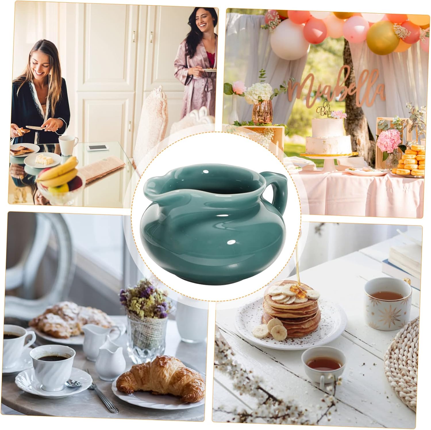 Ceramic Gravy Boat Sauce Cup 180ml Green for Serving
