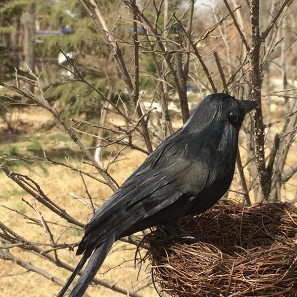 24 Pcs Realistic Feathered Halloween Crows Decorations – 3 Styles For Indoor & Outdoor