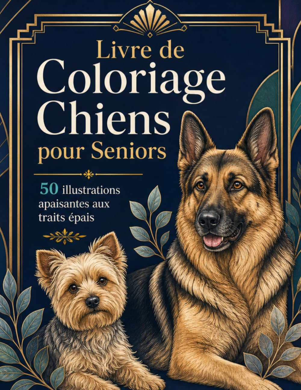 Livre de Coloriage Chiens pour Seniors: Compagnons canins adorables pour bien-être mémoire et plaisir artistique