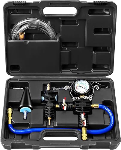 JIFETOR Kit de herramientas de recarga de refrigerante para radiador de purga al vacío, tanque de agua universal para automóvil, juego de llenado de