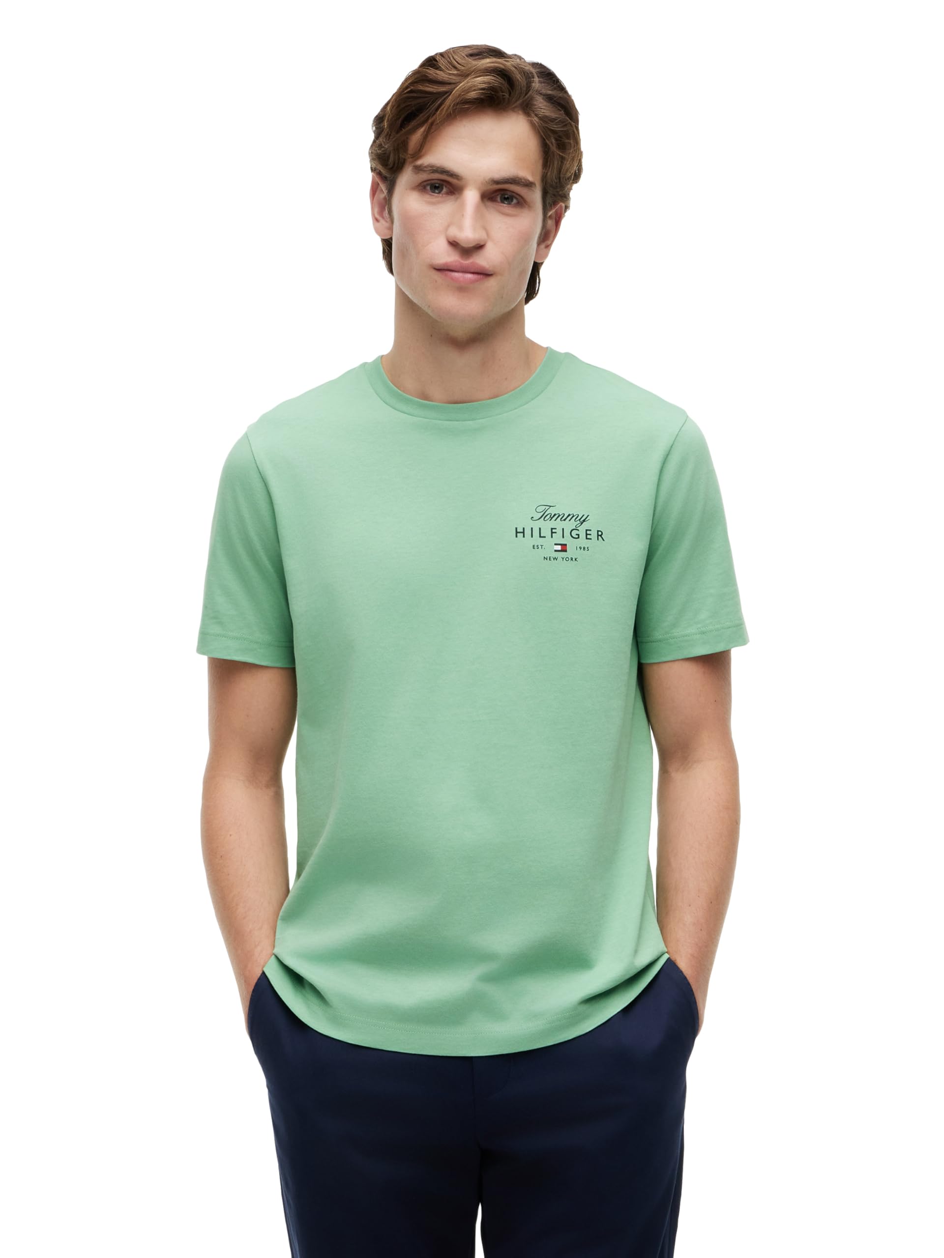 Men's Short Sleeve Cotton Crewneck Graphic T-Shirts with Stacked Logo, Also Available in Big and Tall
