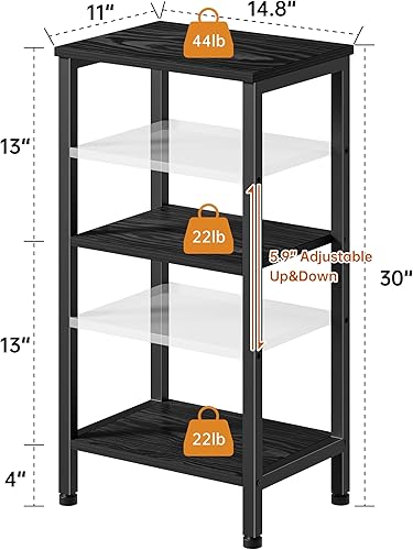 Miniatura 24 de Mesa auxiliar alta con estación de carga, mesita de noche estrecha de 3 niveles con almacenamiento, mesa auxiliar delgada con puertos USB y salidas