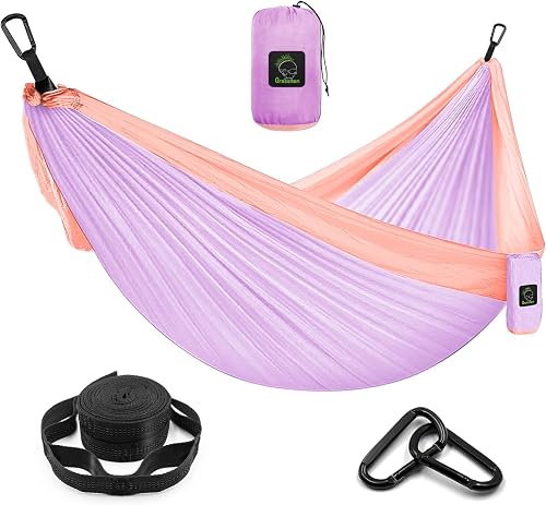 Camping Hammock Double & Single Portable Hammock with Tree Straps, Lightweight Nylon Parachute Hammocks Camping Accessories Gear for Indoor Outdoor Backpacking, Travel, Hiking, Beach
