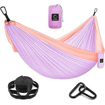 Grassman Camping Hammock Double & Single Portable Hammock with Tree Straps, Lightweight Nylon Parachute Hammocks Camping Accessories Gear for Indoor Outdoor Backpacking, Travel, Hiking, Beach