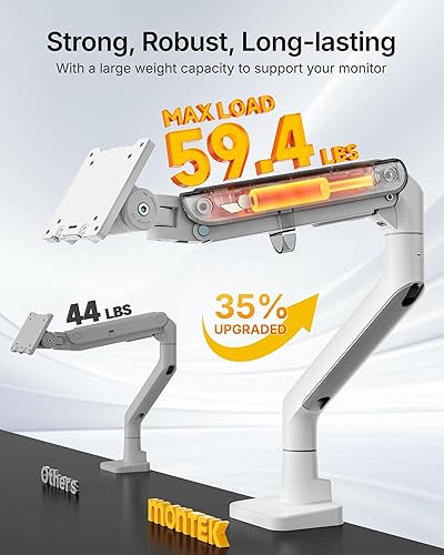 Miniatura 3 de monTEK Brazo de monitor de alta resistencia para pantalla curvada ultraancha de 17-57", soporta hasta 59.4 libras, brazo de resorte de gas