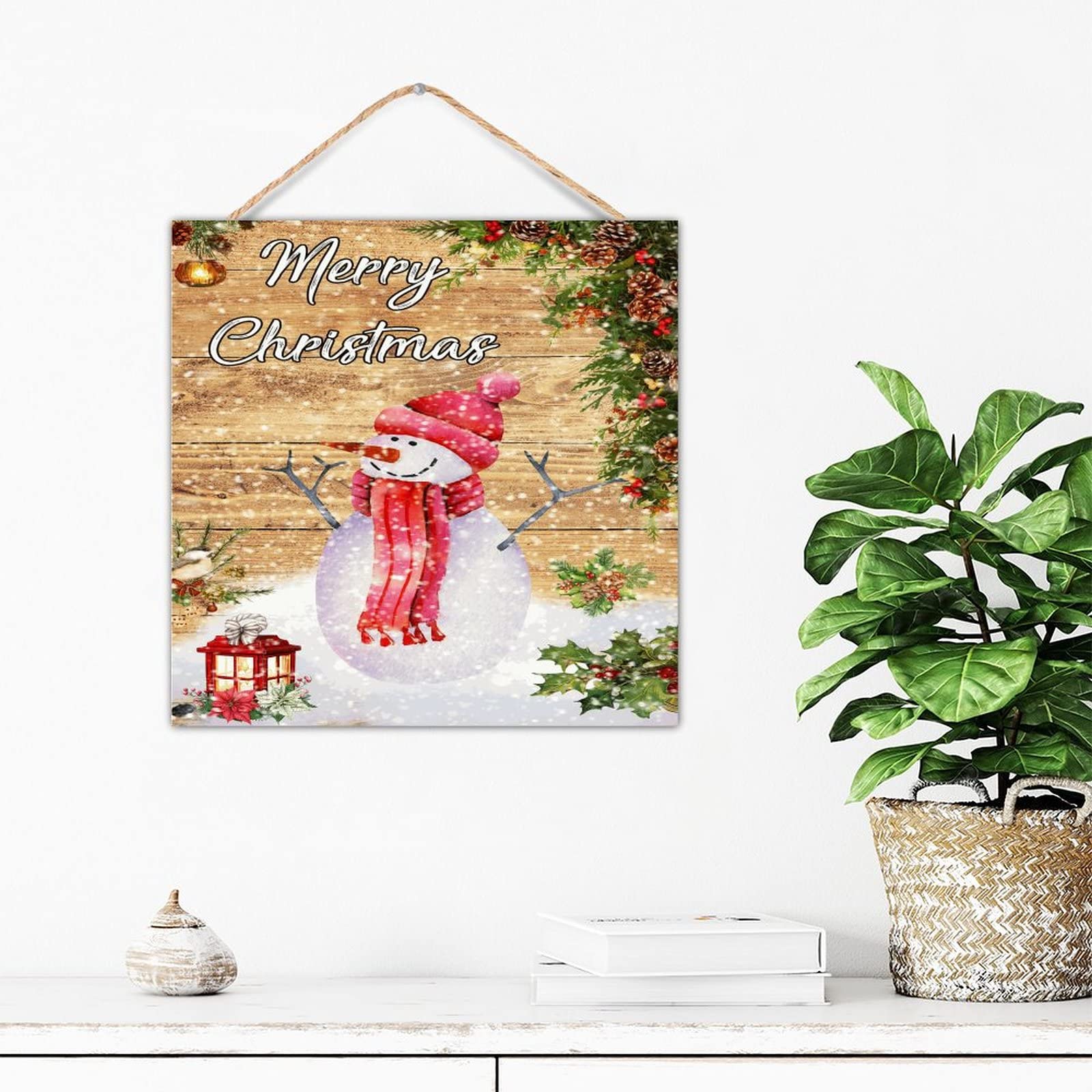 Panneau mural en bois antique Merry Christmas pour intérieur déco suspendre rétro
