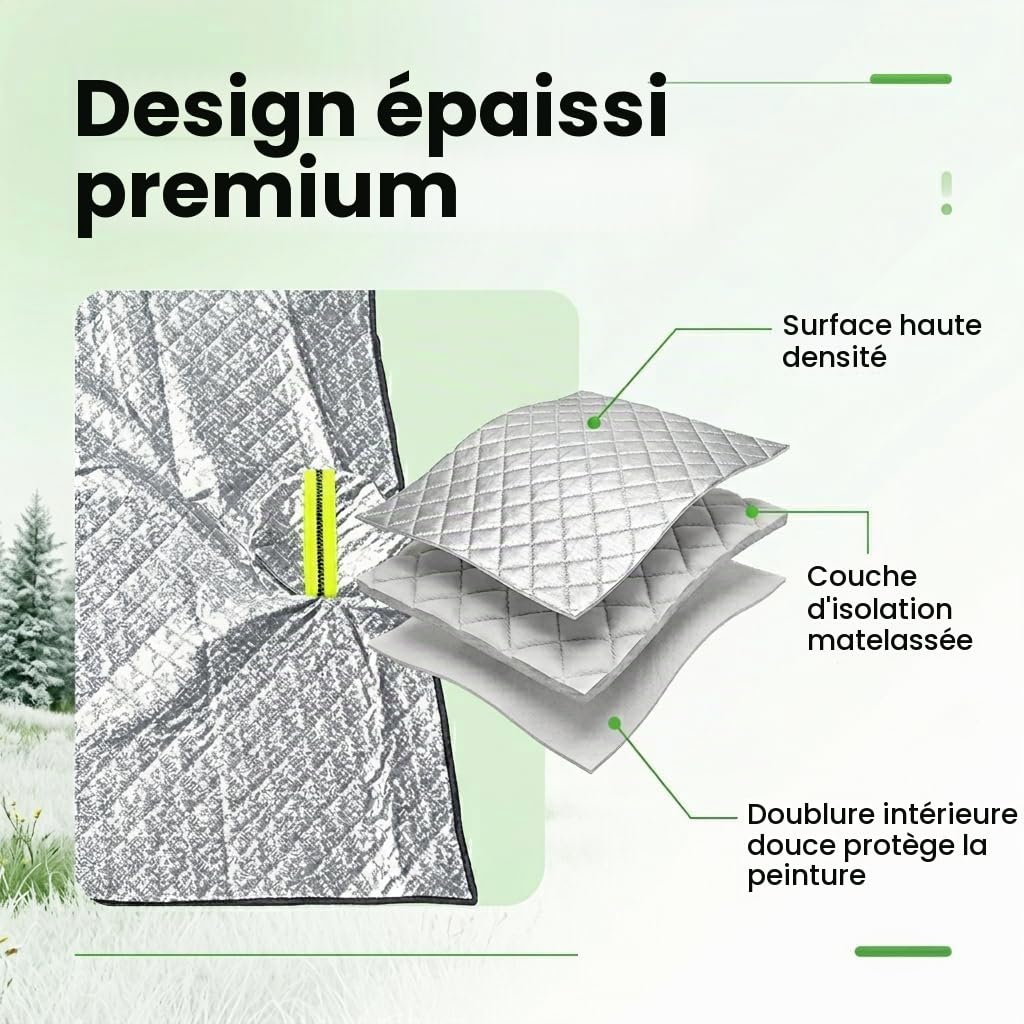 Demi Bache Voiture Exterieur Housse Pare Soleil Voiture Avant Protection Anti Givre Neige Glace Pluie Poussiere Couverture Pare-Soleils Auto Cache Vitre Voiture Universelle avec Sangles Fixation