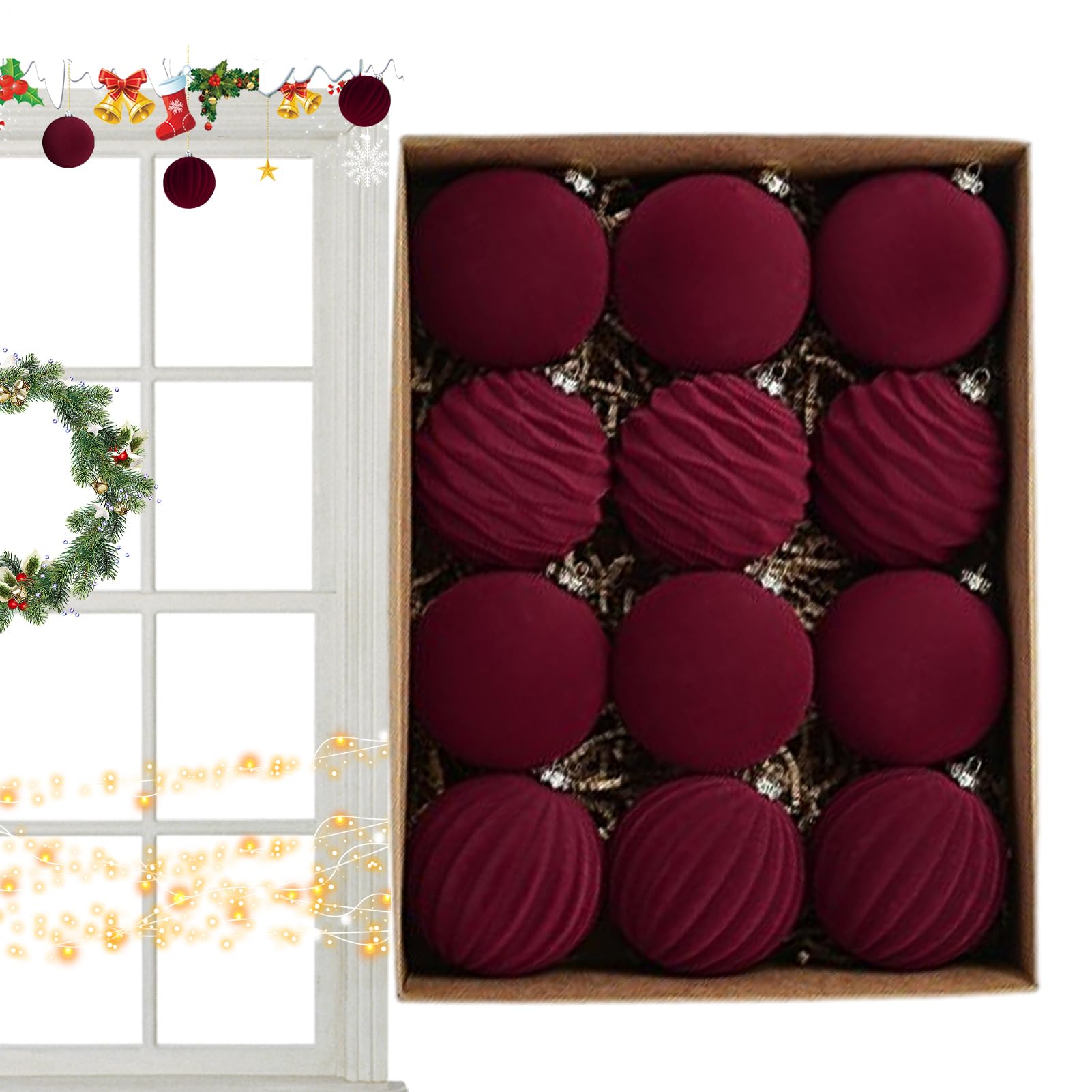 Decorazioni per albero di Natale, 12 pezzi, 7,9 cm, morbide