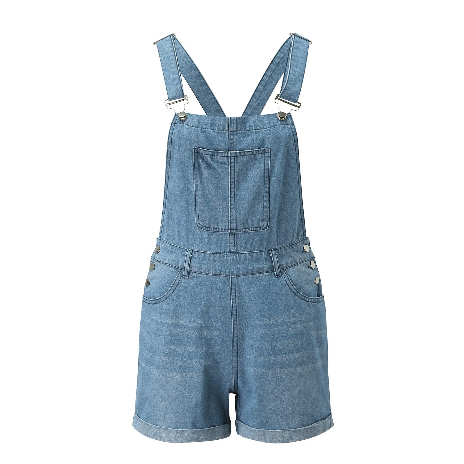 Generico Salopette Donna in Denim Lavato Tuta Jeans e alla per Un Attuale