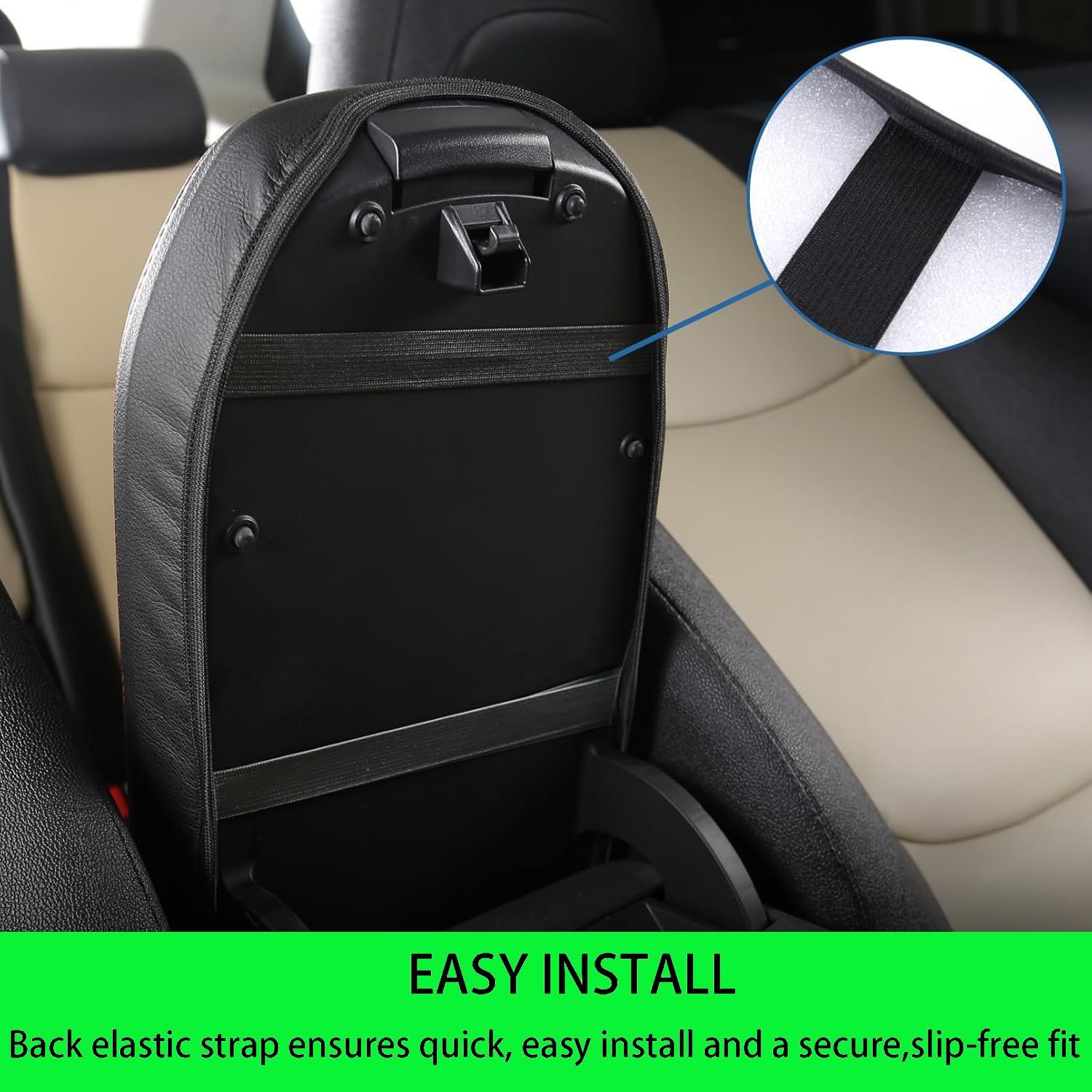PU Leather Center Console Armrest Cover Compatible with Toyota RAV4 Accessories 2019-2025 Middle Console Lid Cover Pad Protector (Red line) image 2