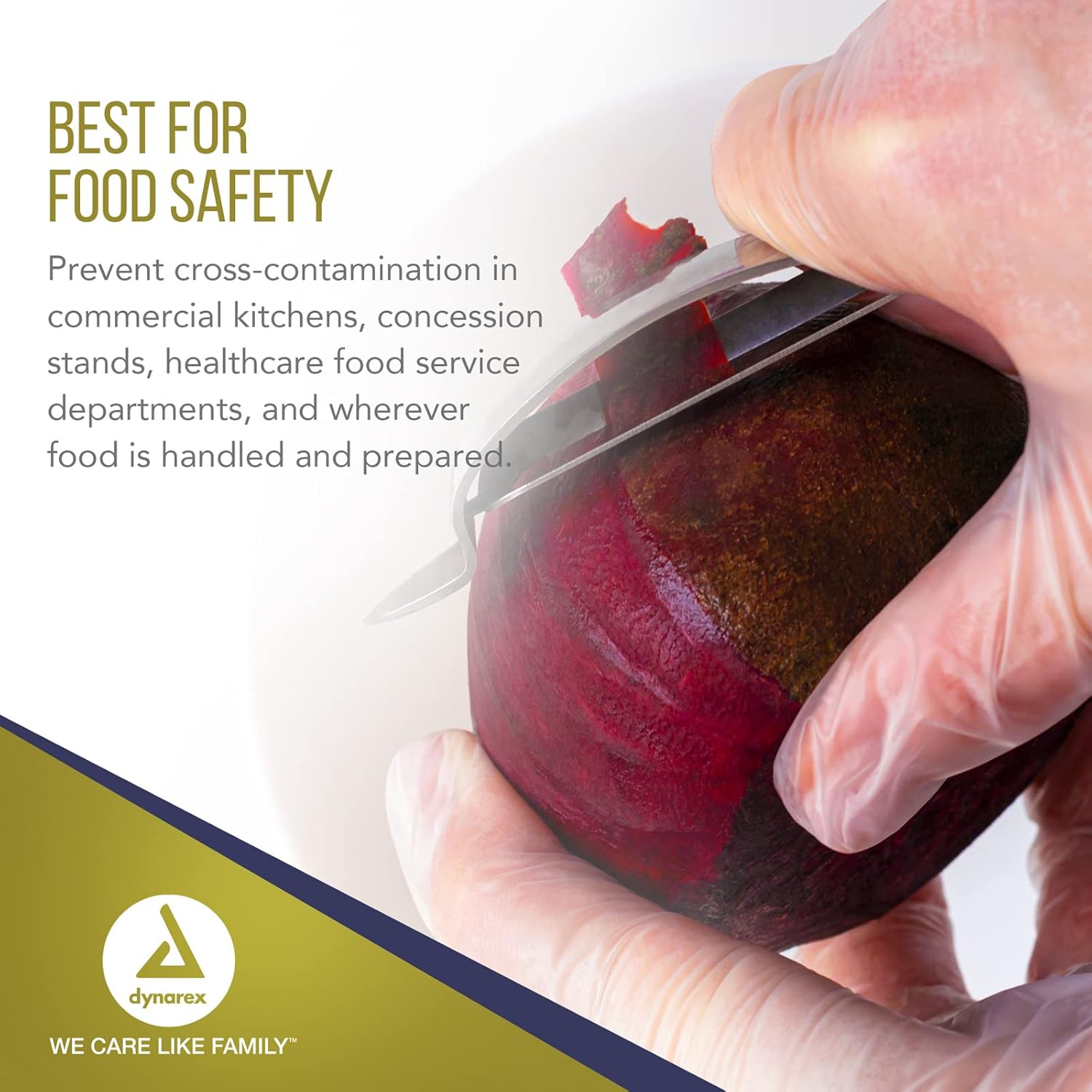 Dynarex Safe-Touch Vinyl Disposable Exam Gloves, Powder-Free, Food Safety and Compliance, Ambidextrous, Clear, X-Large, 1 Case, 10 Boxes of 100 Gloves