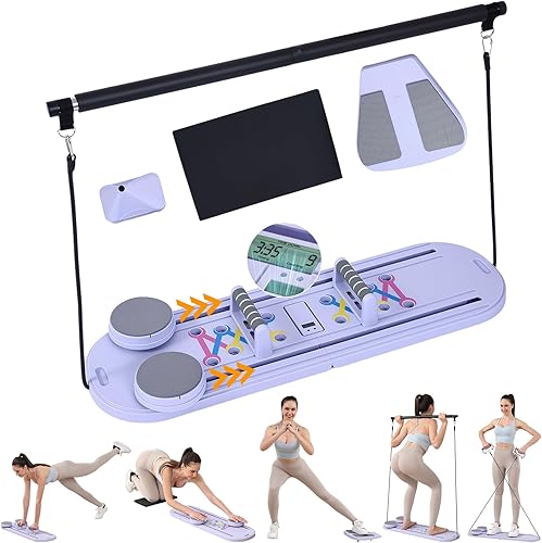 Tabla de pilates, juego de reformador de pilates plegable, kit de pilates todo en uno para entrenamiento de núcleo. Equipo de pilates multifuncional