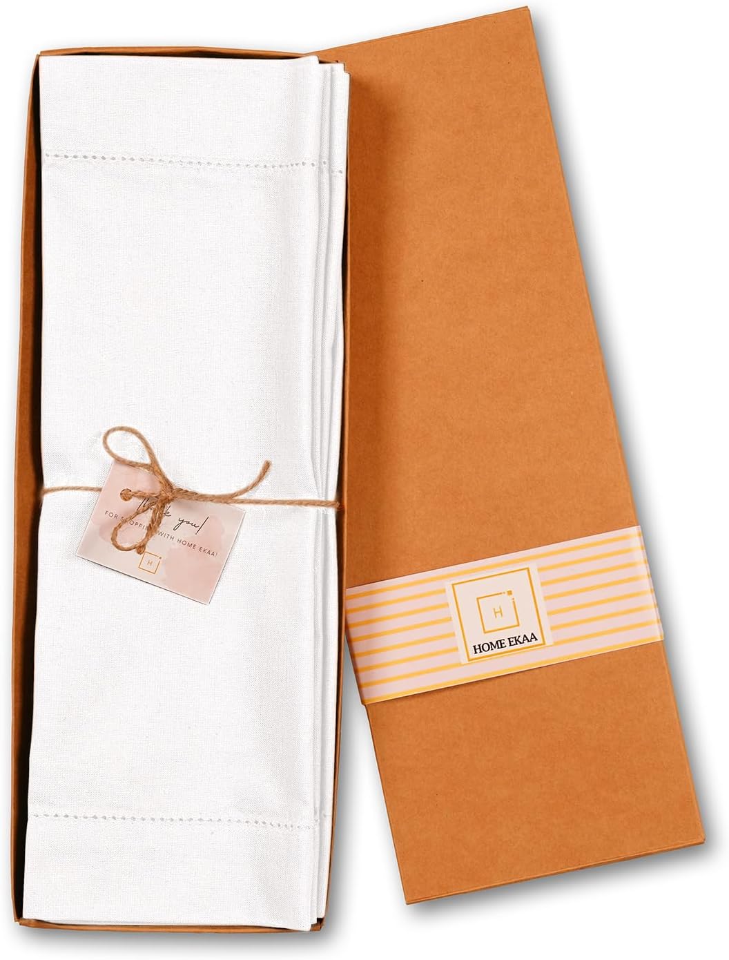 Home Ekaa White Table Runner 120 Inch – Cotton Linen Hemstitch Farmhouse Runner 14x120 – Washable Fabric for Dining, Summer, Wedding, Holiday & Everyday Décor – Serena