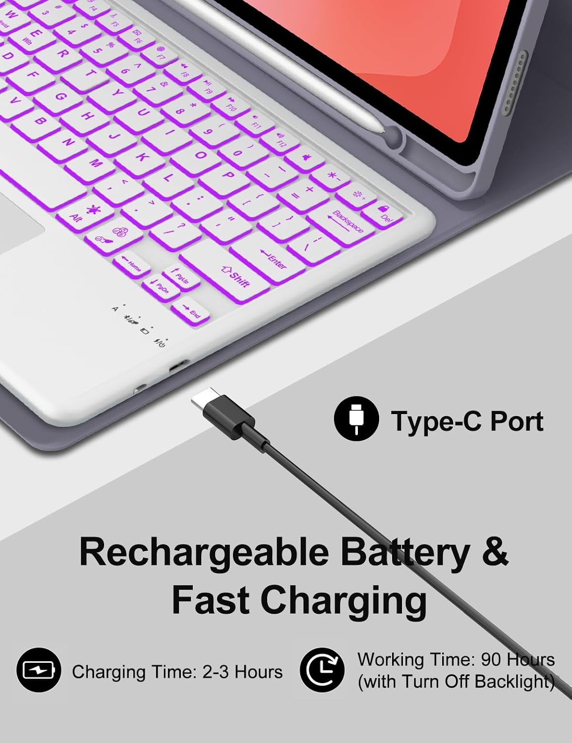 Touch Keyboard Case for Samsung Galaxy Tab S11 Ultra 14.6 Inch 2025, Galaxy Tab S11 Ultra Case Keyboard with Precise Trackpad, Backlit Keypad with S Pen Holder for Samsung Tablet 14.6'', Lavender