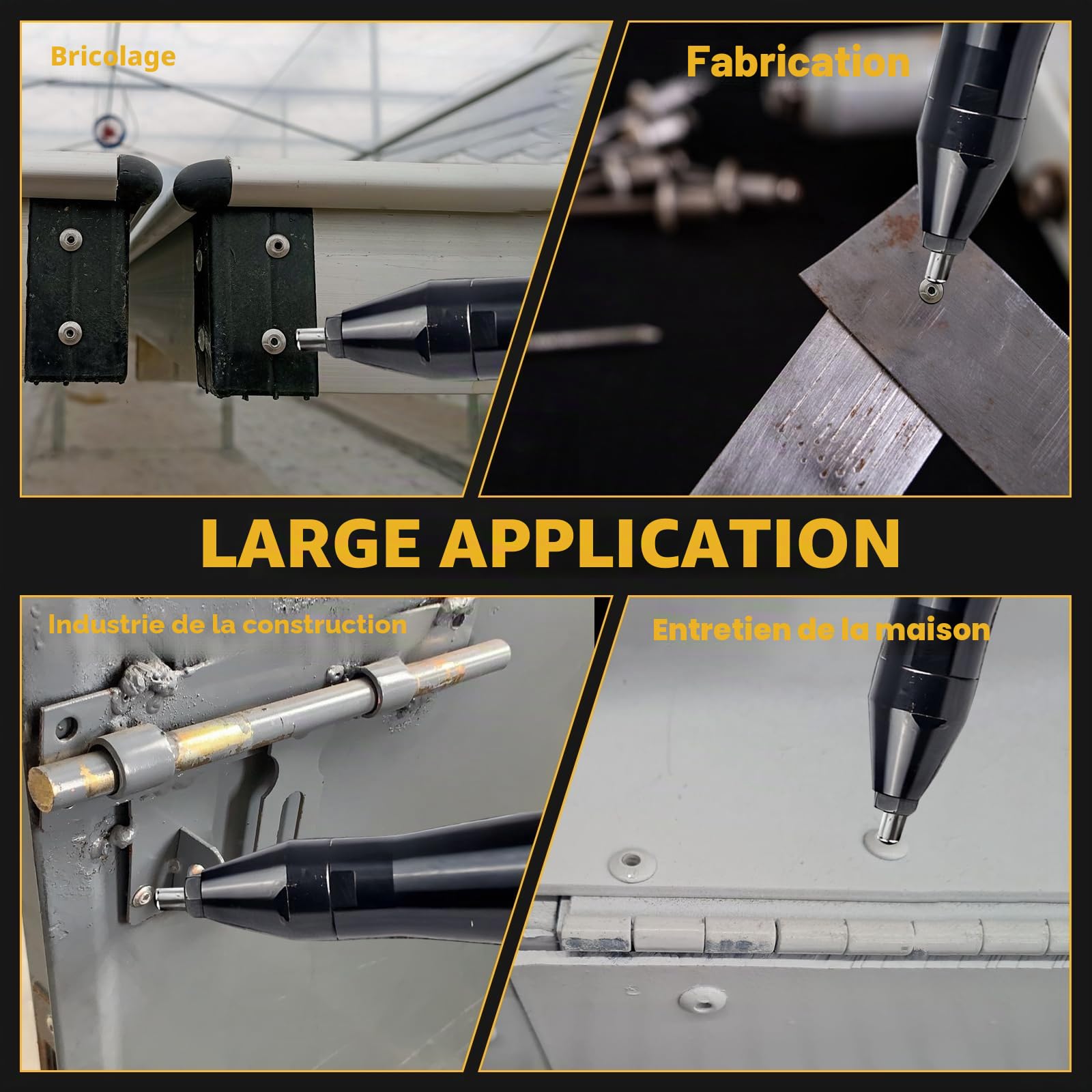 Pistolet à Riveter Sans Fil compatible avec Dewalt Batterie 18V (sans batterie), Riveteuse à Batterie Automatiques avec 40 Rivets pour 1/8" et 5/32" pour Métal, Plastique et Cuir