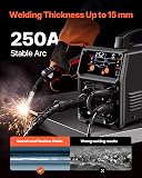 VEVOR Poste à Souder MIG, 250 A, Machine de Soudage Synergique Soudeuse Portable MIG sans Gaz au Gaz MMA Lift MIG PLUSE 5 en 1, avec Technologie Onduleur IGBT, Écran LCD, Torche Lift TIG Non Incluse - 3