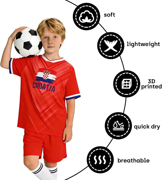 Custom 2026 Soccer Jersey Set for Kids Boys Girls Personalized Name Number Soccer Uniforms Shirts Shorts Fans Gifts