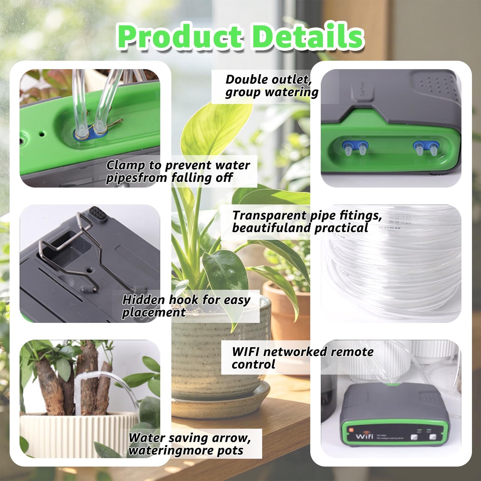 Doppia Pompa Irrigazione Automatica Vasi con Memoria Spegnimento e Rumore 30dB Kit Irrigazione a Goccia per Piante in Vaso Balcone Verdura Persone Impegnate