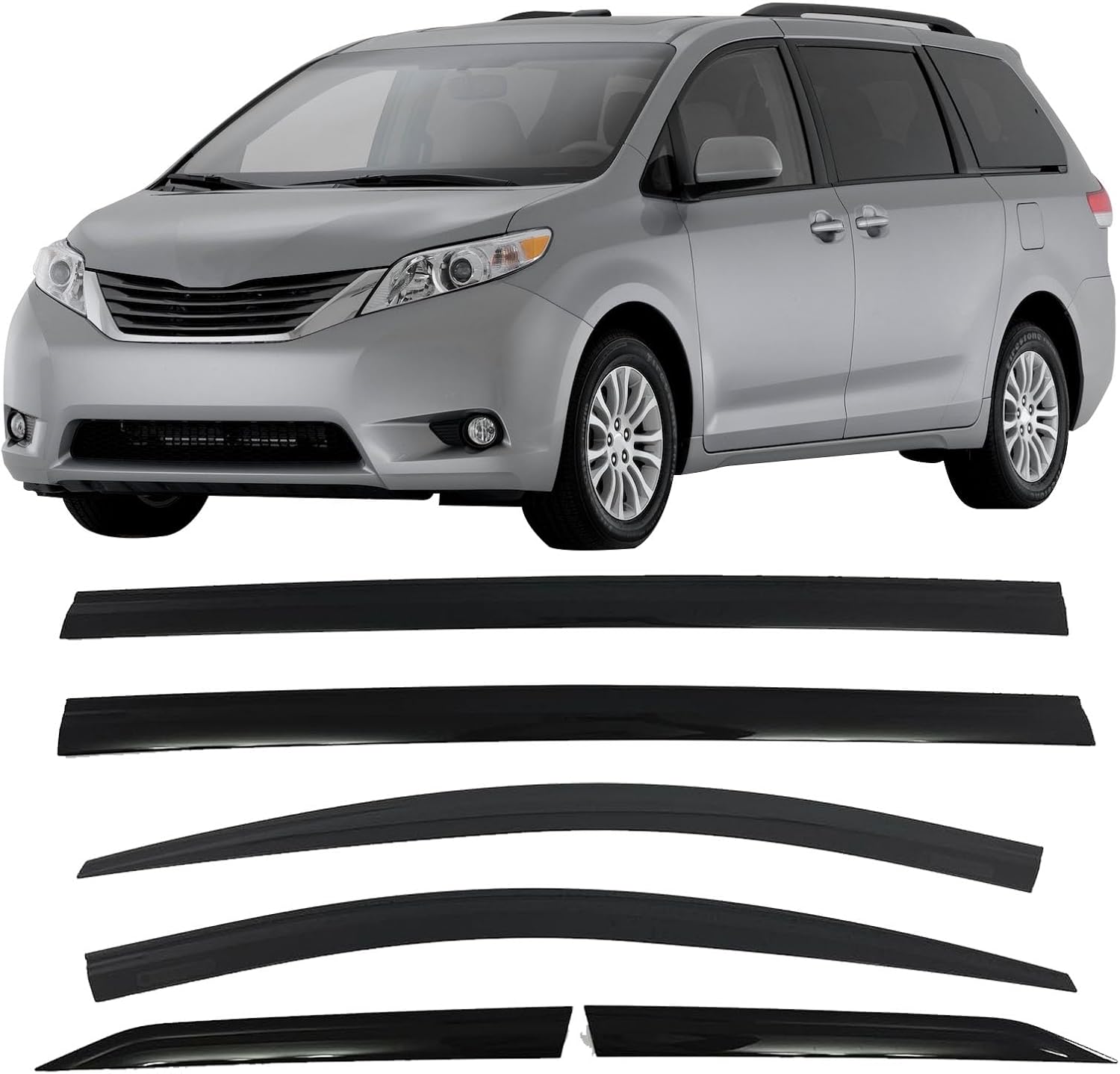 Rain Guards Window Visors Set Compatible with Toyota Sienna 2023 2022 2021 Black Vent Deflectors Rain Visors(6pcs)