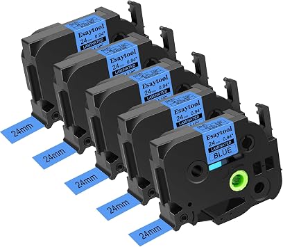 5 Pack Compatible with P-Touch TZe-551 AZE-551 TZ-551 Black on Blue 24mm 0.94 Laminated Label Tape Replacement for Ptouch PT-D600 PT-E500 PT-H500 PT-P710BT PT-1400 PT-9200DX Label Maker