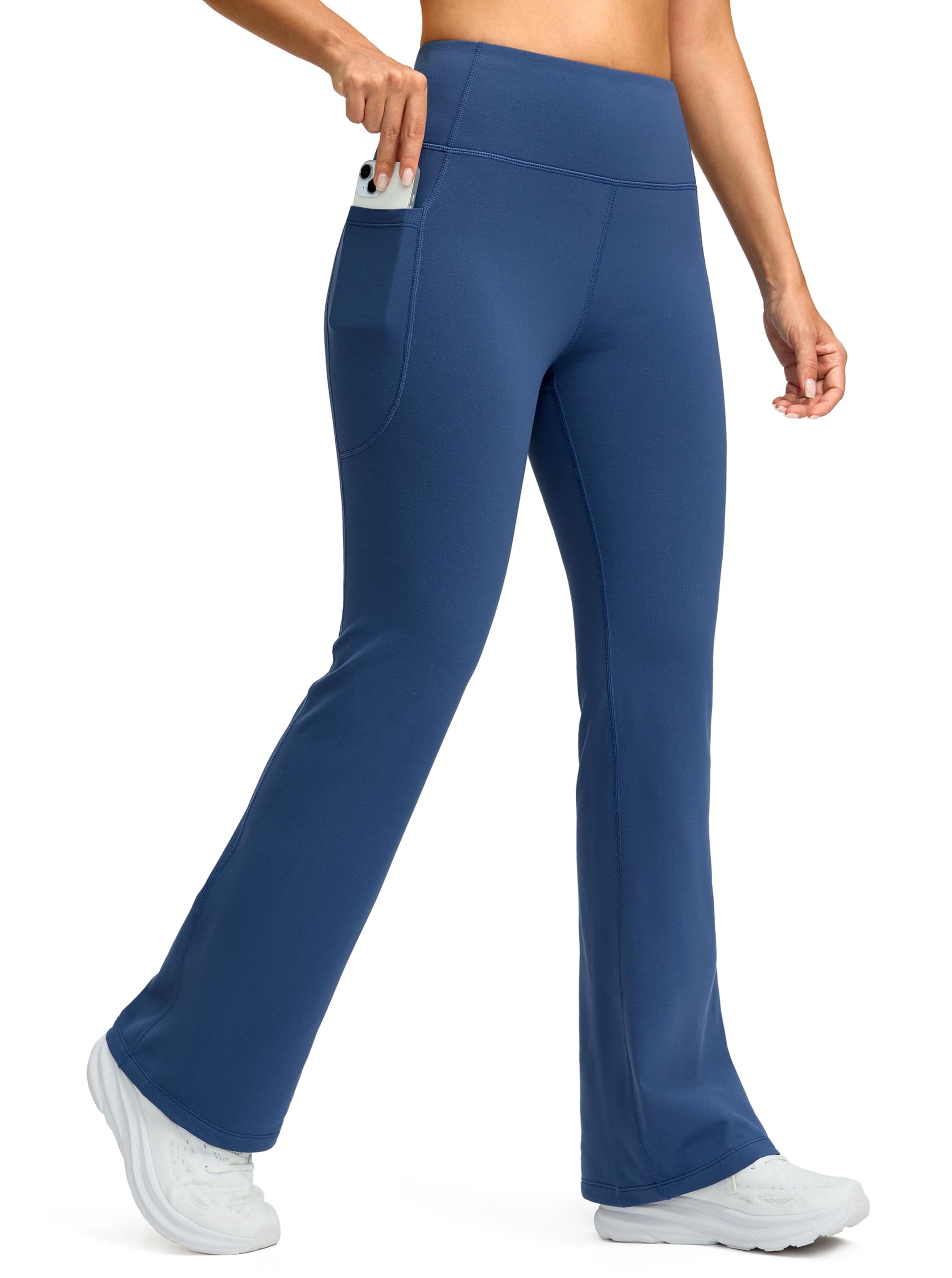 Women's Fleece Lined Pants High Waist Winter Thermal Warm Flare Leggings Hiking Yoga Pants Women with Pockets