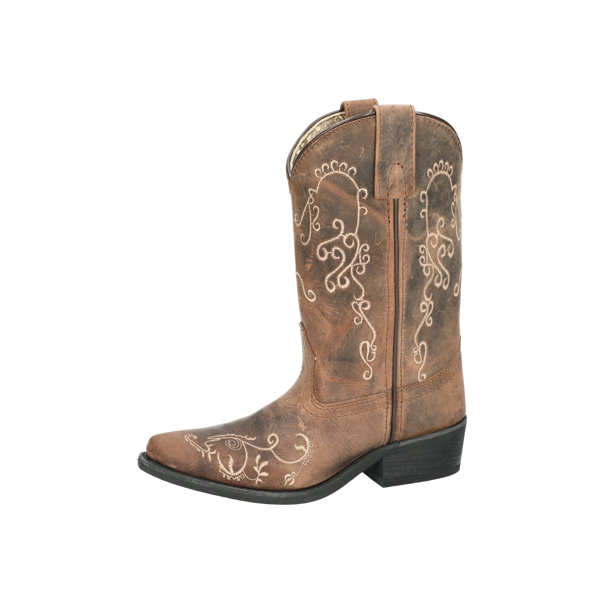 Smoky Mountain Boots womens Jolene Pull on Embroidered Snip Toe Brown Waxed Distress Boots
