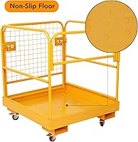 Vista 4 de Jaula de seguridad para carretilla elevadora de 36 x 36 pulgadas, capacidad de 1150 libras, plataforma de trabajo plegable resistente, carretilla