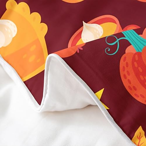 Miniatura 5 de jejeloiu Funda de edredón de Halloween, con temática de Acción de Gracias de calabaza, para niños, niñas, adolescentes, juego de ropa de cama rojo y