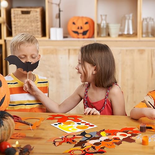 Miniatura 6 de Cholemy Paquete de 108 kits de manualidades de otoño para niños, 36 máscaras de papel de animales de hoja de arce de otoño, 36 calcomanías para