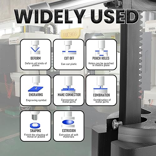 Vista 12 de Prensa de eje de 2 toneladas, con 3 derivas, 17.32 pulgadas de alto x 15.35 pulgadas de largo, prensa manual para perforar/tallar (2T azul)