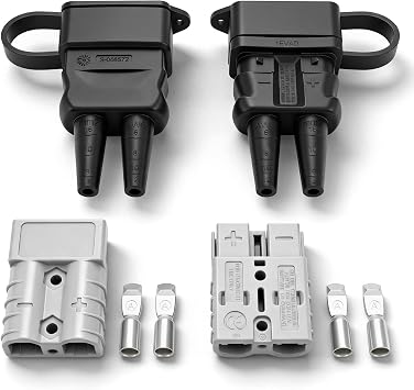 2 Pack Waterproof 50 Amps 600V Battery Quick Connect/Disconnect Connector Kit for 6-12 Gauge Cables, Jumper Cable Plug Wire Connector for Motor Recovery Winch, Towing Systems, Gray
