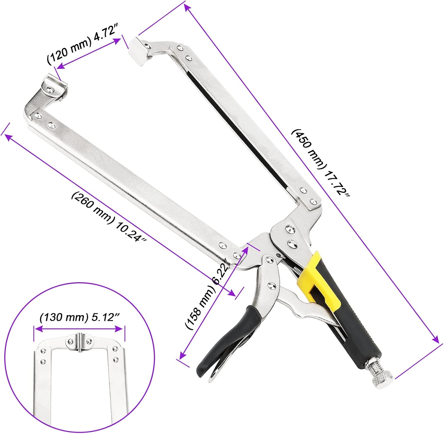 JOIKIT 3PCS 18 Inch Large C Clamp Locking Pliers with Swivel Pads, Adjustable Welding Pliers, Vise Grip for Woodworking Carpentry, Welding, Electrical Equipment, Black Grip Handles