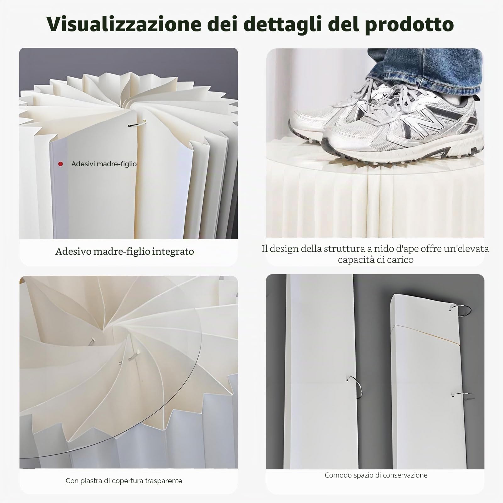 5 vasi Colonne espositive Pieghevoli cilindrici in PVC Bianco per Decorazioni di tavoli per Matrimoni, fidanzamenti e Compleanni, Supporti per Cartone Feste, piedistalli espositori