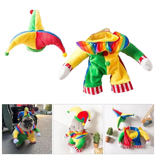 Foto 2 de 7 de Limtula Disfraz de payaso para perros pequeños, disfraz de Halloween para mascotas, accesorios de fotografía