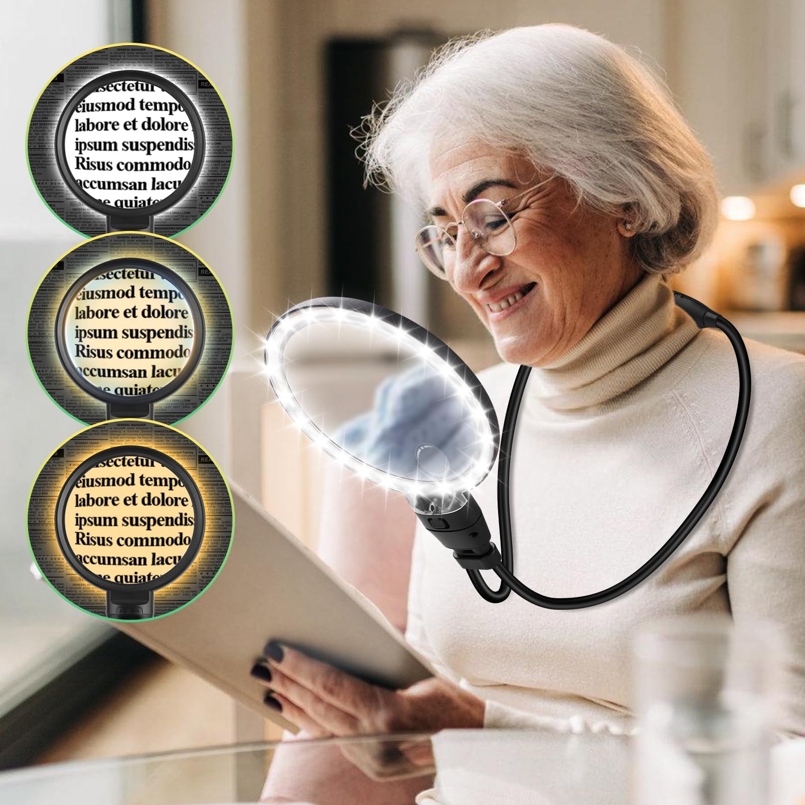 NZQXJXZ 10X Hands Free Magnifying Glass with Light