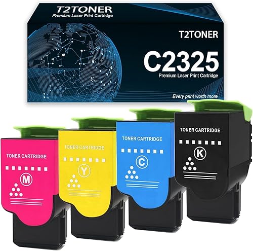T2TONER Cartucho de tóner C231 C2325 remanufacturado C2310K0 C2310C0 C2310M0 C2310Y0 de repuesto para Lexmark C2325 C2535 C2425 MC2425 MC2325 MC2535