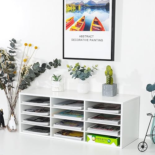 Vista 42 de PAG Organizador de literatura de madera para encimera, buzón de estudiante para aula, soporte de papel de escritorio para oficina, hogar, escuela