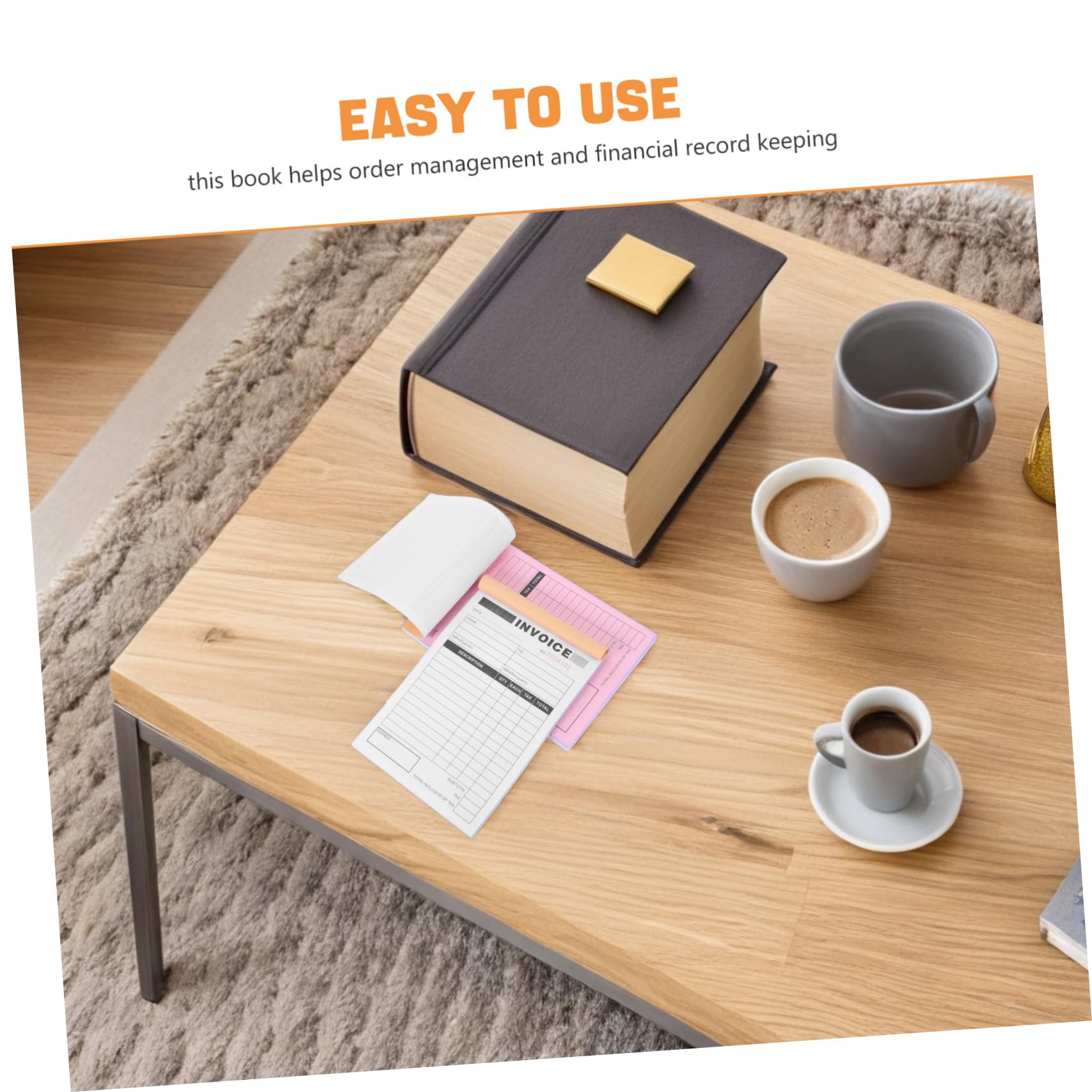 Carnet de Factures Tripartite 2 Pièces en Papier pour Reçus et Commandes | Dos Rigide Inclus, Usage Polyvalent, Factures Nettes et Professionnelles pour Restaurants et Ateliers
