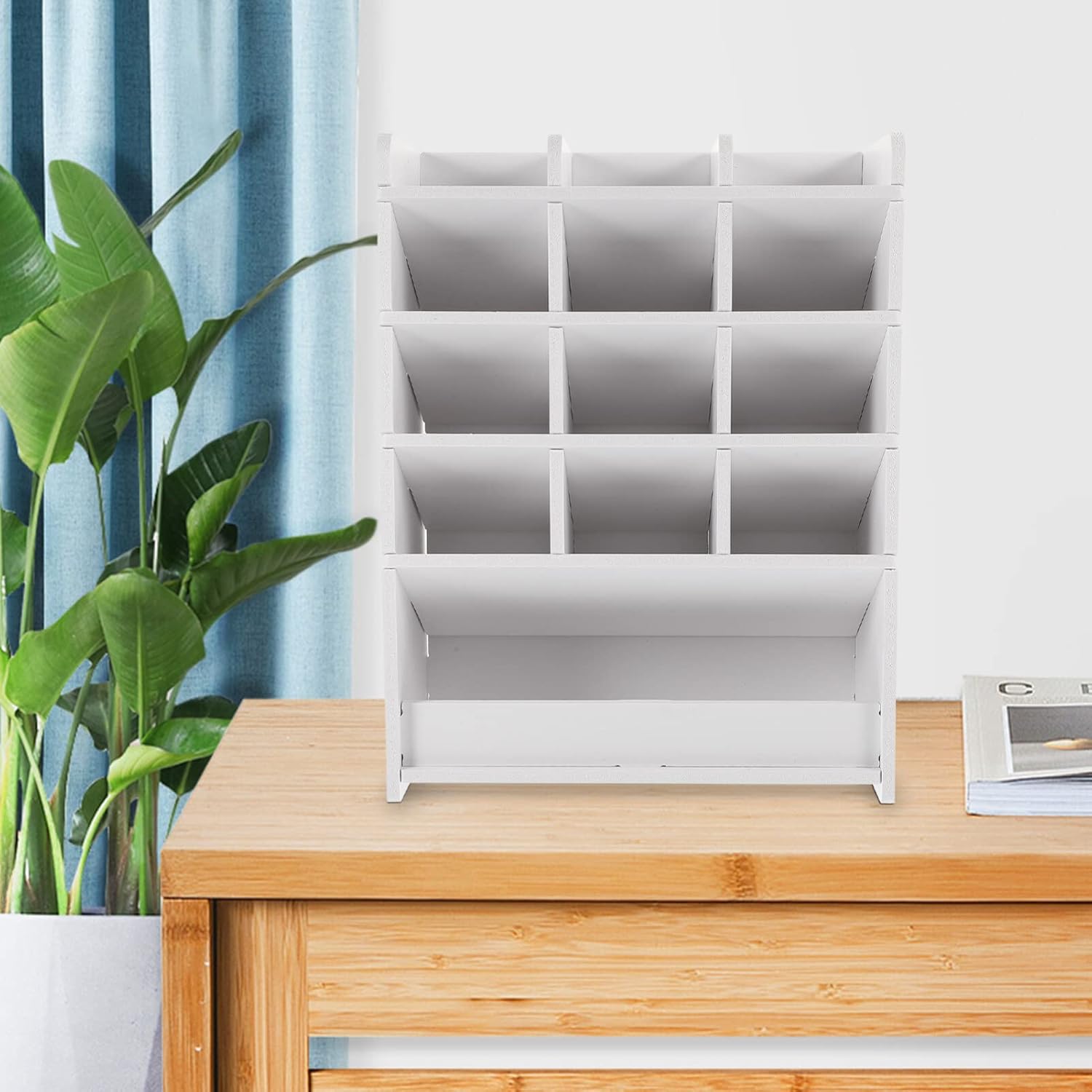 Desk Pencil Holder Organizer with Compartments Marker Pencil Storage Rack Pen for Classroom Office Desktop Stationary Art Supplies